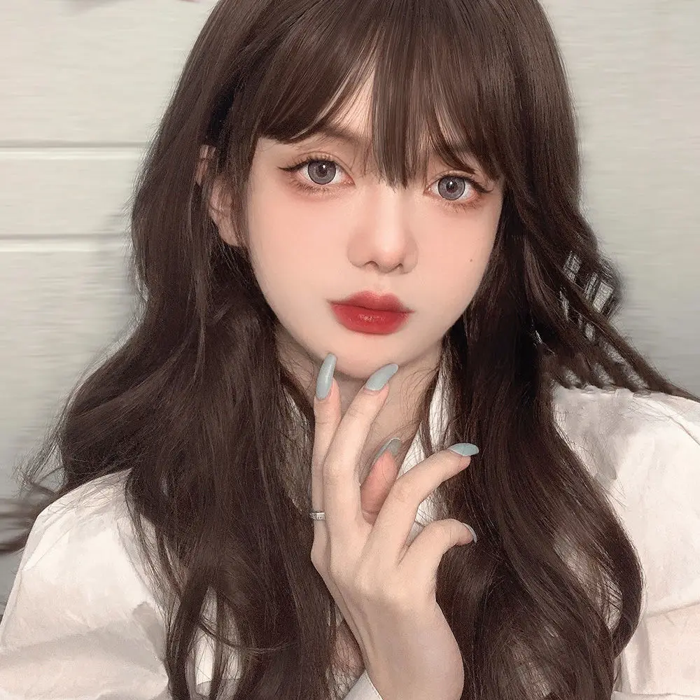 Lolita pruik - lang krullend menselijk haar, natuurlijk volume, realistische volledige hoofd cosplay pruik voor vrouwen, gezicht-framante golven