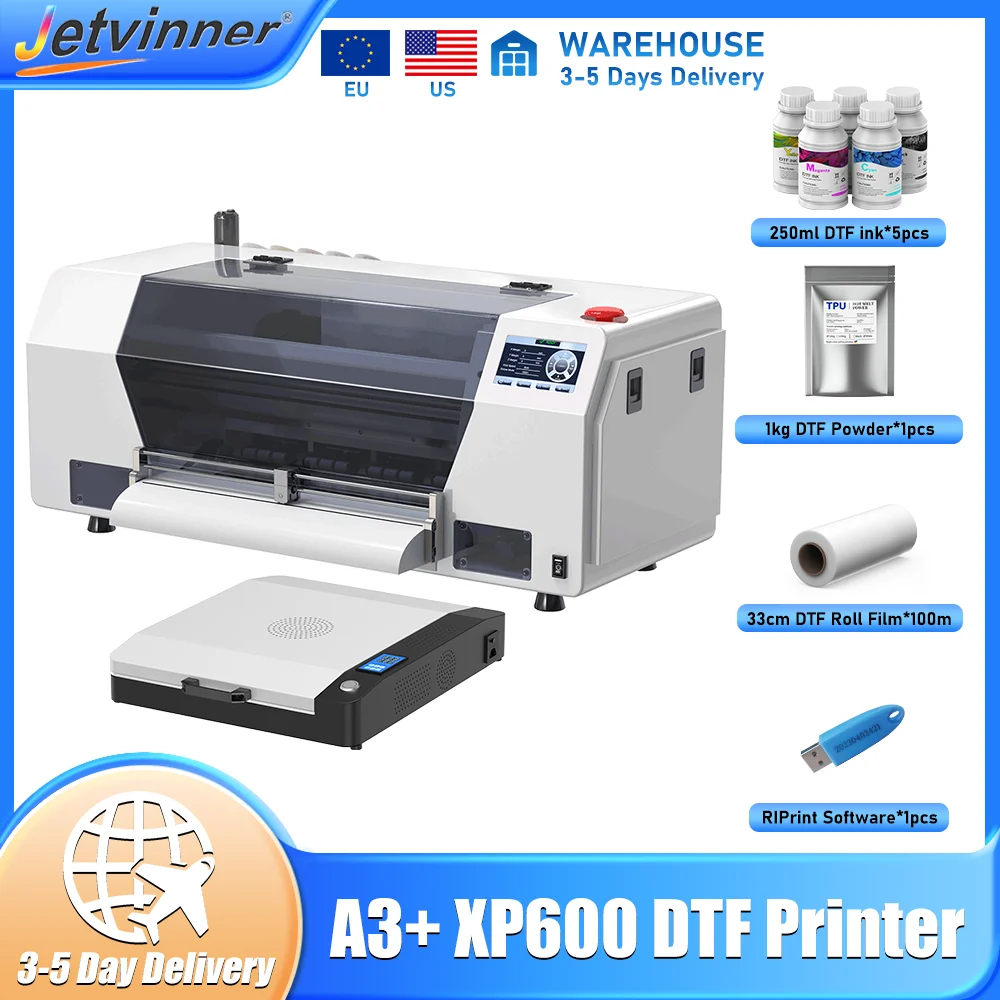 

US Stock A3+ XP600 DTF Printer Directly to Film Transfer Printer with Roll Feeder For Textile T shirt Printing Machine EU Stock