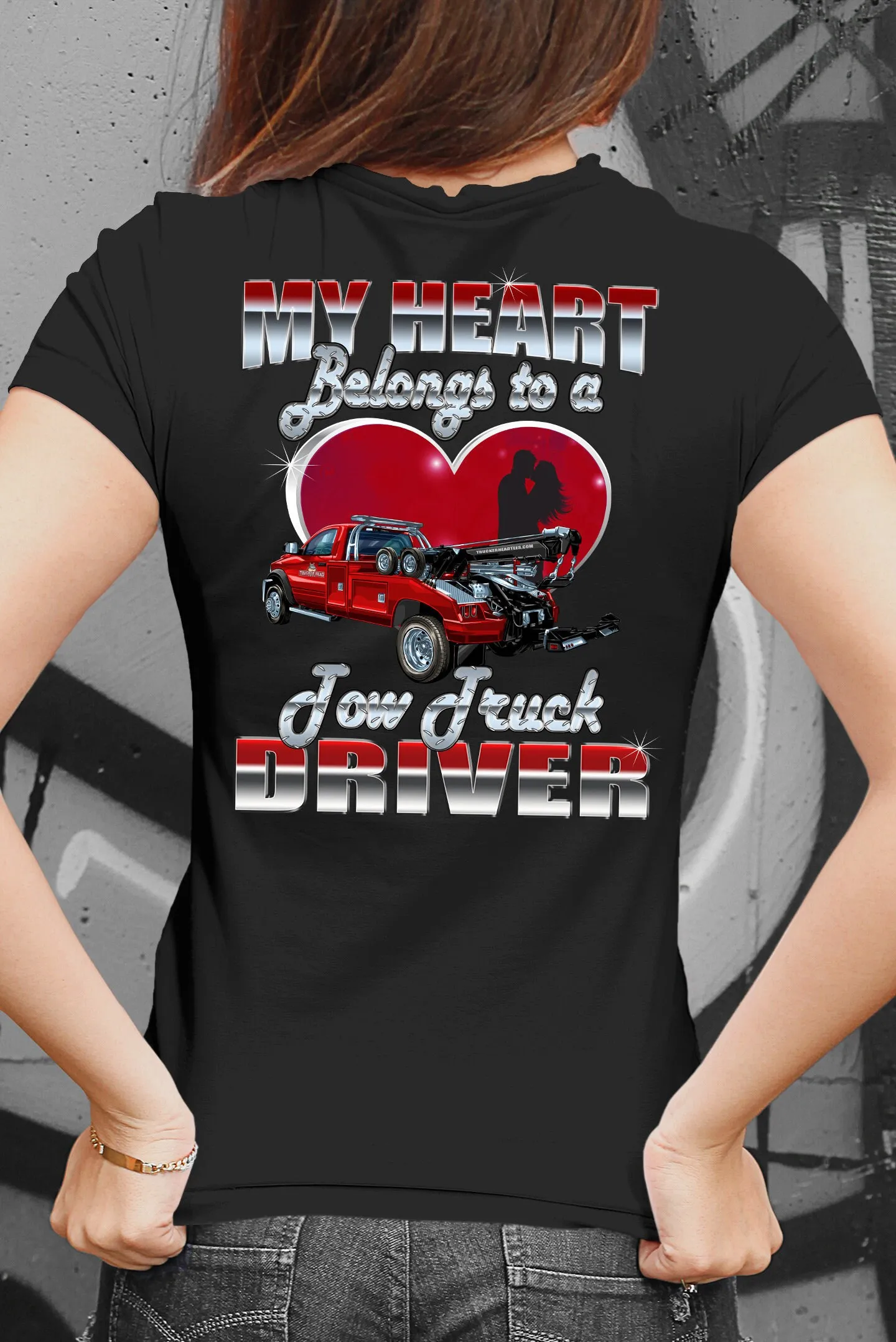 Tow Truck Wife My Heart Belongs To A Driver T shirt