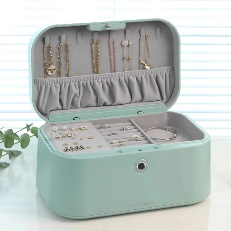 Modern Delicate Luxury Storage Box Bracelet Necklace Ring Earring Organizer Boxes Jewelry Case With Fingerprint Lock