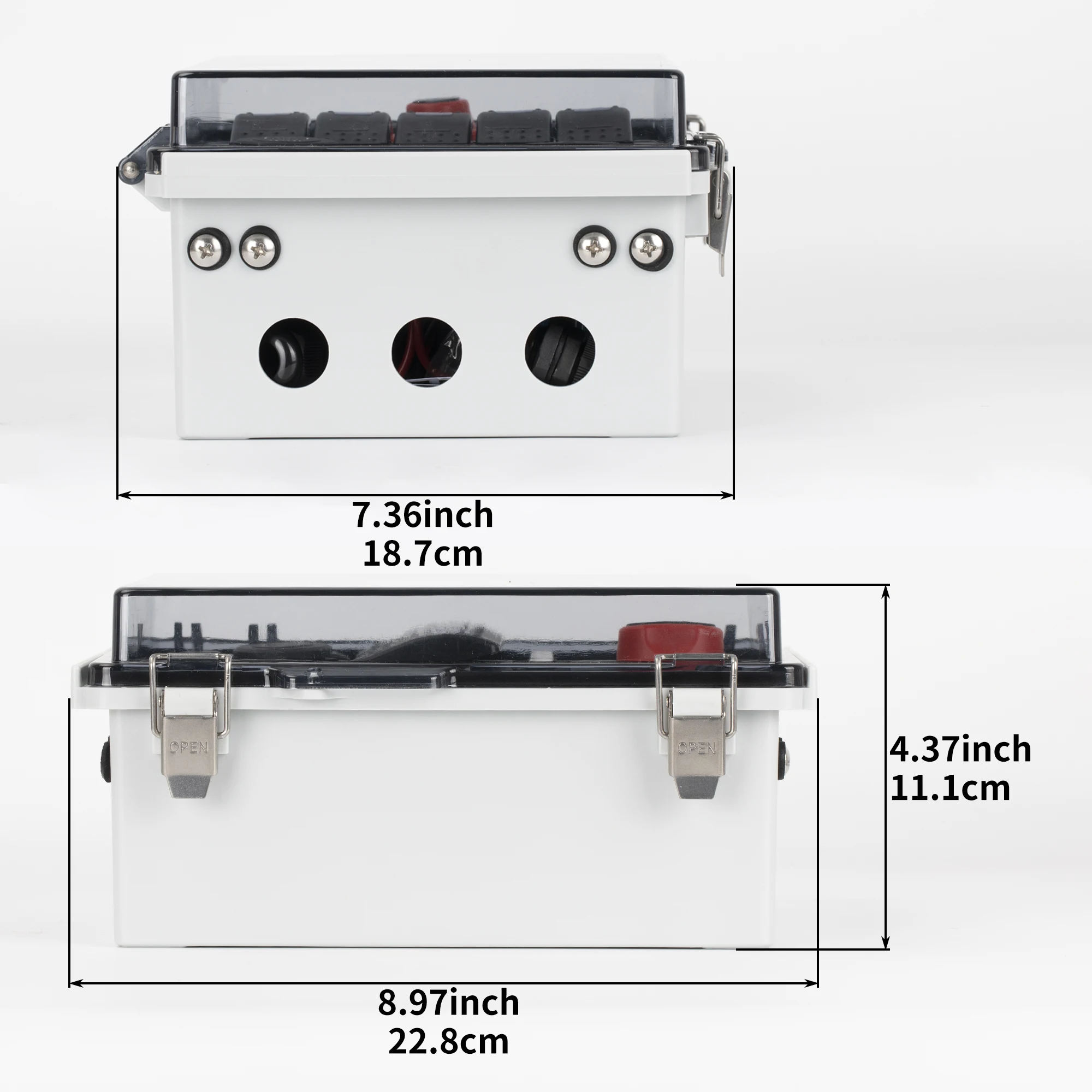 Hot Sale 12V Waterproof Battery Power Control Hub Box with Integrated Rocker Switch Panel for Automotive Marine RV Applications