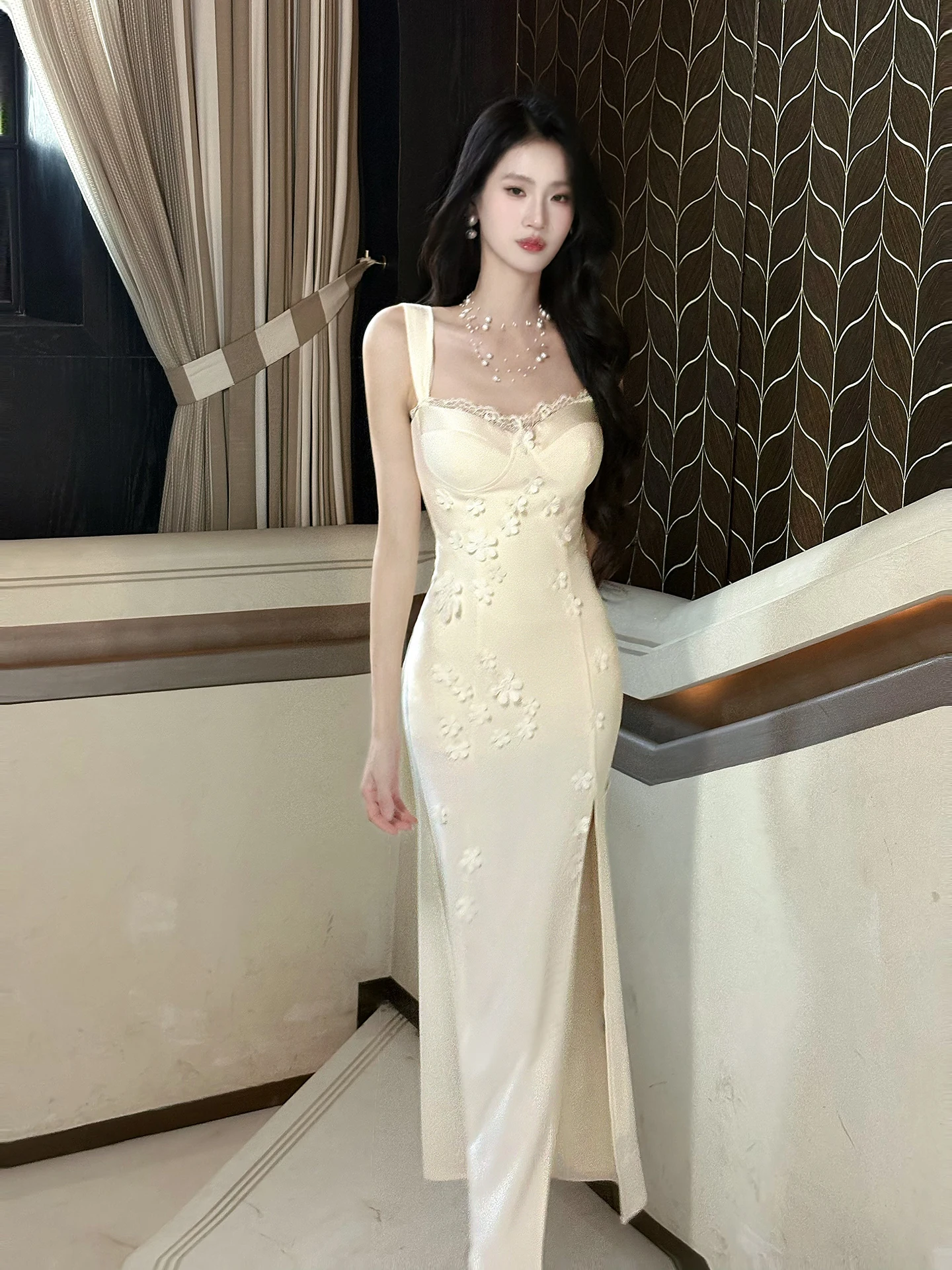 

Ele Fibone Design Gown with Strap Sli Long Dr Good Job LuHuaYu Polyester Fabric Summer Evening Par Dr
