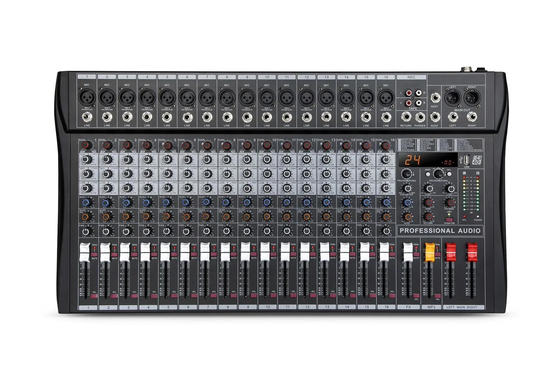 Professional 16 Channel Stage Performance Studio Sound Audio Mixer Mixing Console With 24 DSP Effect