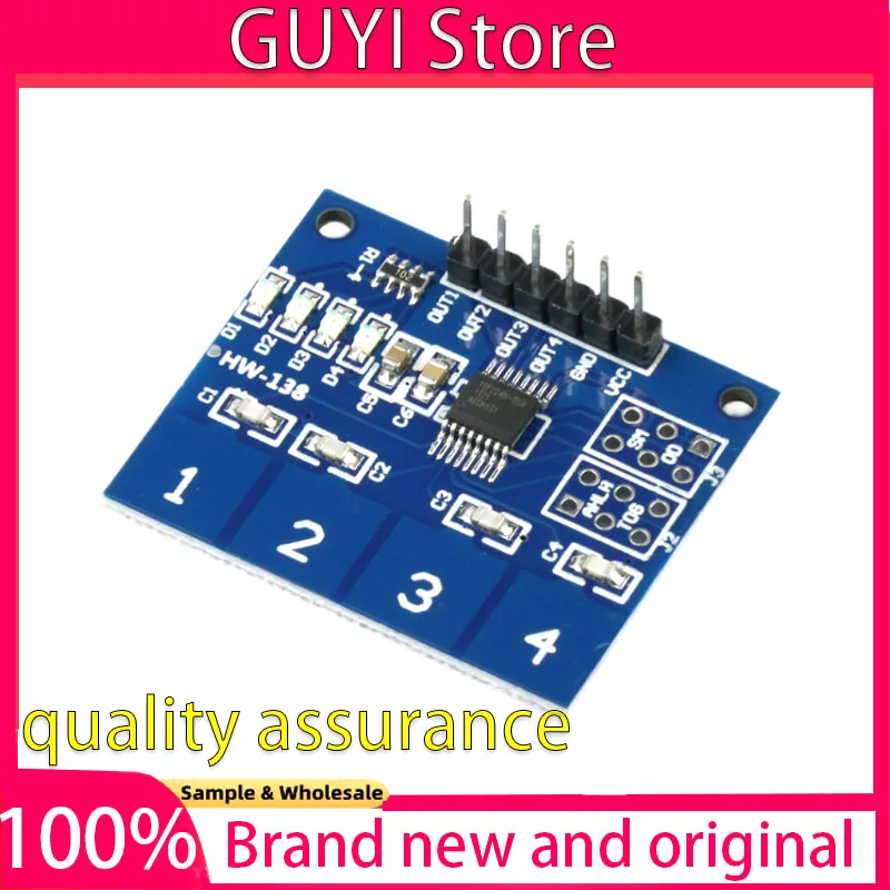 10pcs/lot  TTP224 NEW 4 Channel Digital Touch Sensor Capacitive Switch Module Button TTP224