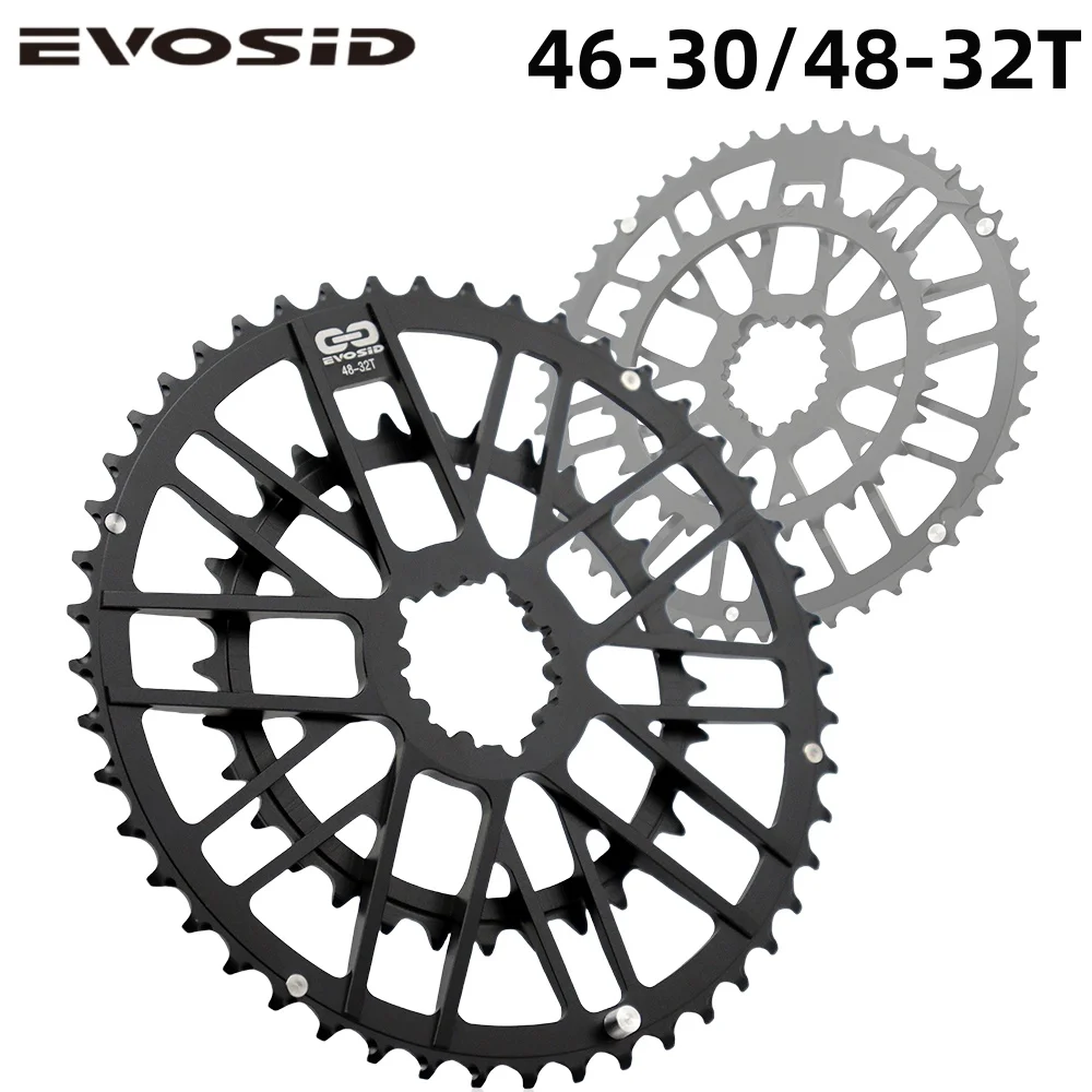 EVOSID Ultralight Road Bike Chainring 46-30T Aluminum Alloy Folding Bicycle Chainwheel 3 Nail Direct Mount Gravel Bike 10/11/12S