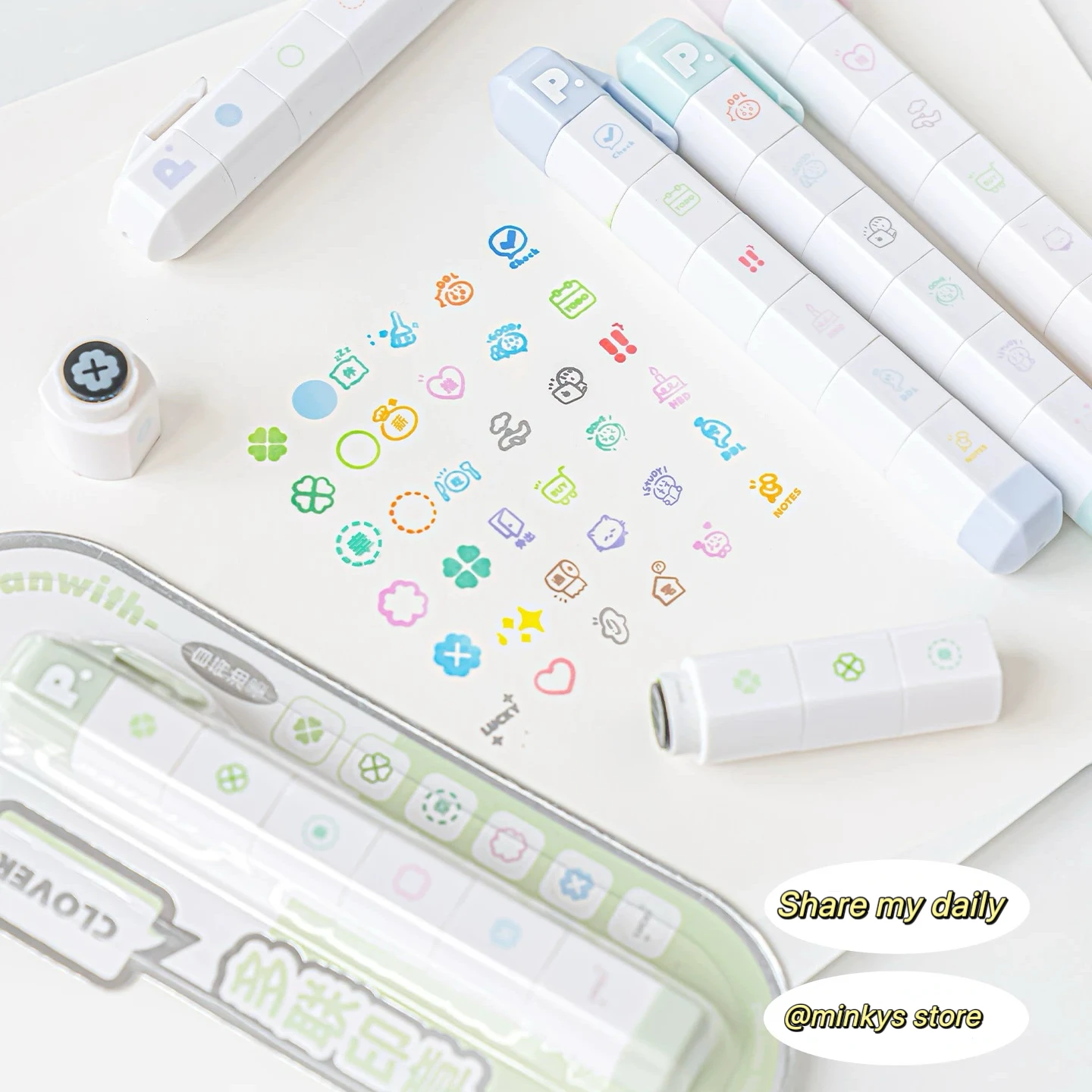 Cute Multi-link Mood Stamp Set – Kawaii INS Style Journal Diary Stamps, Scrapbooking Supplies for Planners Crafting, Creative Marking Tools for Teens Girls