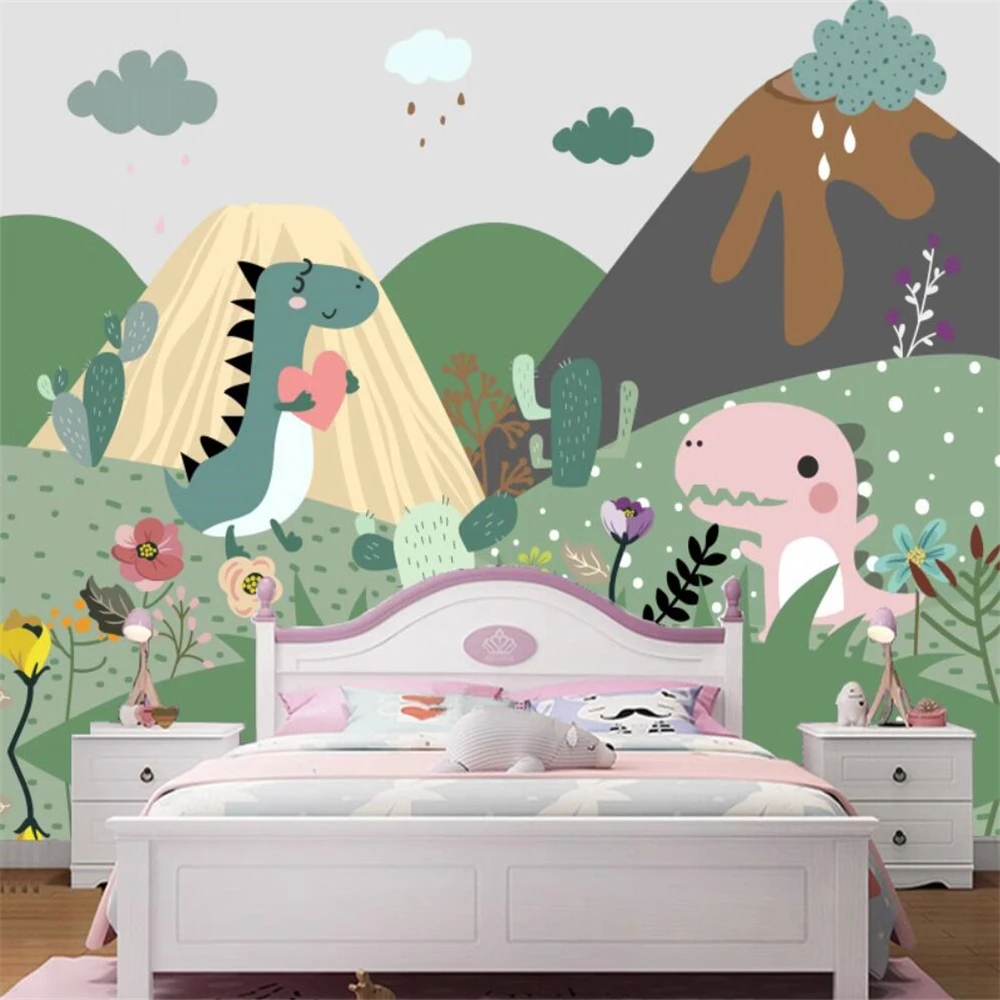 

custom Forest dinosaur wallpaper for boy's room home decorations kindergarten amusement park background mural wall paper sticker