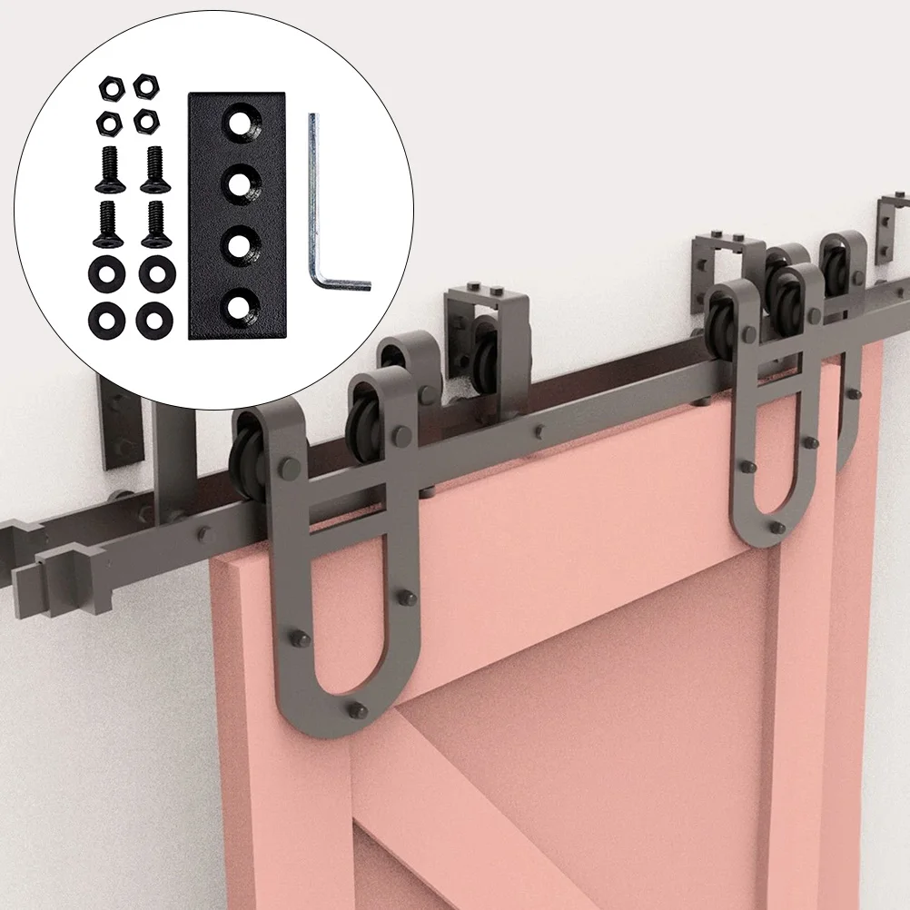 

Carbon Splice Plates Heavy Duty Barn Door Connectors Black Metal Joint Hardware Fixing Brackets Seamless Connection