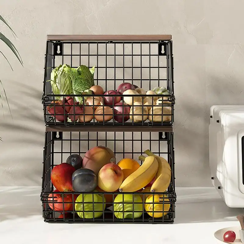 

Vegetable Baskets for Kitchen Snack Organizer Wall Mount Fruit Basket Countertop Storage Dessert Holder Organizer