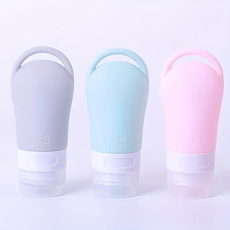 

3pcs/4pcs Silicone Travel Bottles Cosmetic Travel Split Set 60ml Disinfectant Hand Sanitizer Portable Storage Bottle