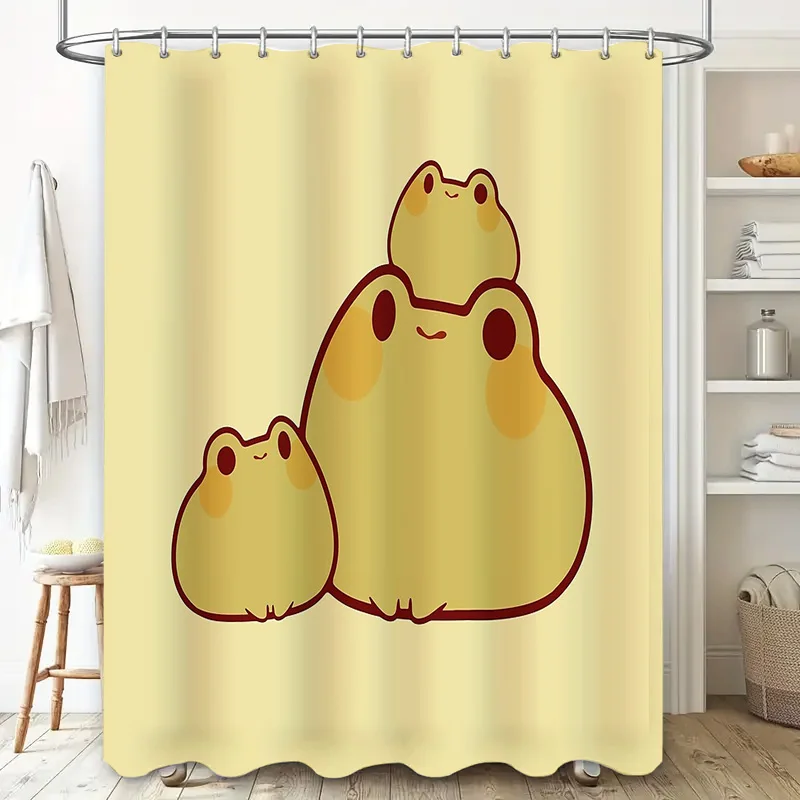 Cute Frog Shower Curtain Waterproof Forest Animal Bath Decor Woodland Nature Bathroom Set Vintage Farmhouse Home Textile
