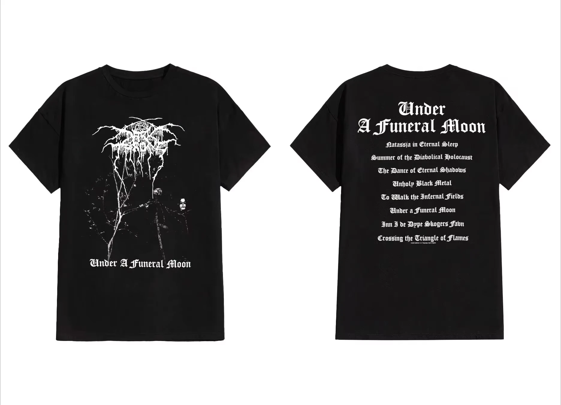 

The Funeral Moon Album Band Under The Dark Throne 2025 Summer with Printed Summer Cotton Men's T-shirts on The Periphery