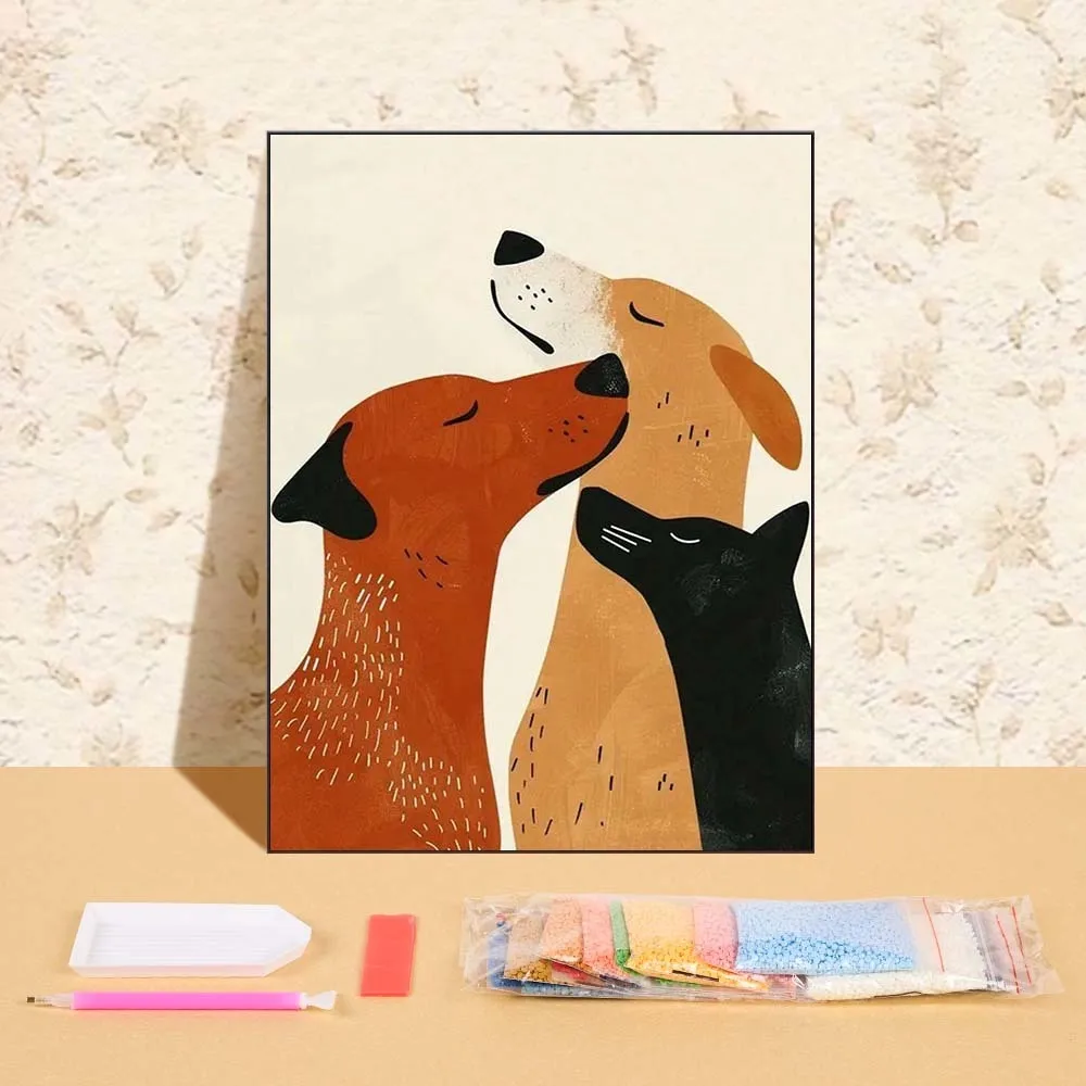 

Full Round Diamond Mosaic Cartoon Dogs Painting Animal Picture Rhinestones Embroidery Handicraft For Children Kids Bedroom Wall