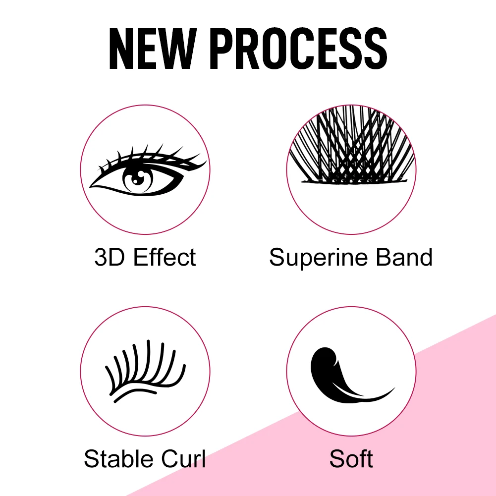 Fadvan DIY Clusters Lash Extensions Individual 60 Bundles Segmented Lashes Natural Soft BASF False Eyelashes Makeup Tools