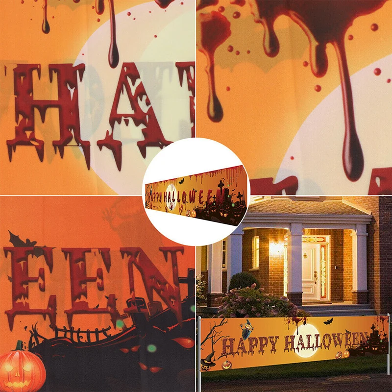 Halloween Banner Party Celebration Foldable Hanging Home Outdoor Decorations Ghost Festival Atmosphere Arrangement