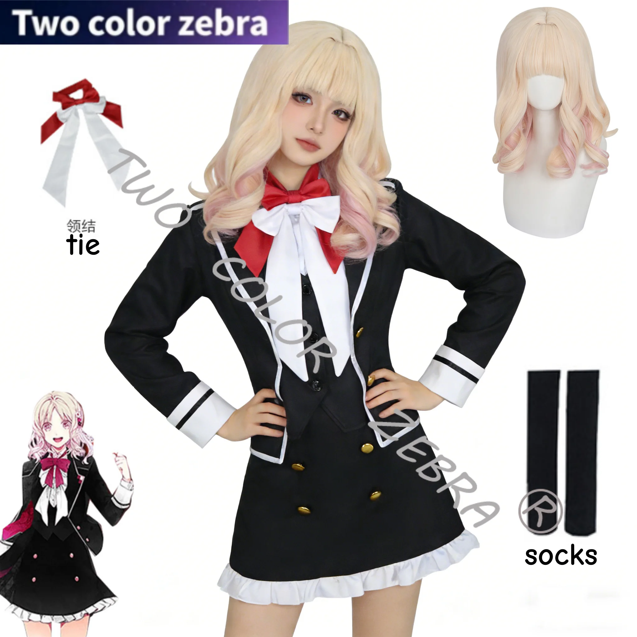

Anime DIABOLIK LOVERS Komori Yui Cosplay Costume Wig Jk School Uniform Full Set Carnival Masquerade Party Clothes for Girl