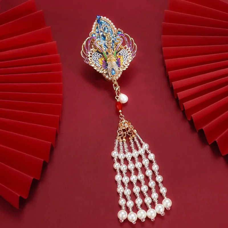 

Ice Blue Phoenix New Chinese Cheongsam Ancient Style Hair Clip Hair Clip Headpiece Women's Style