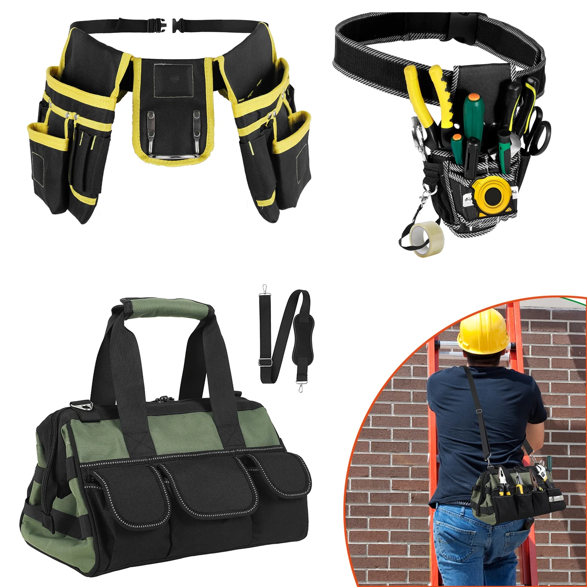 

Tool Storage Bag Oxford Cloth Tool Carry Bag Strong and wear-resistant Tool Waist Bag for screwdrivers pliers drills Organizer