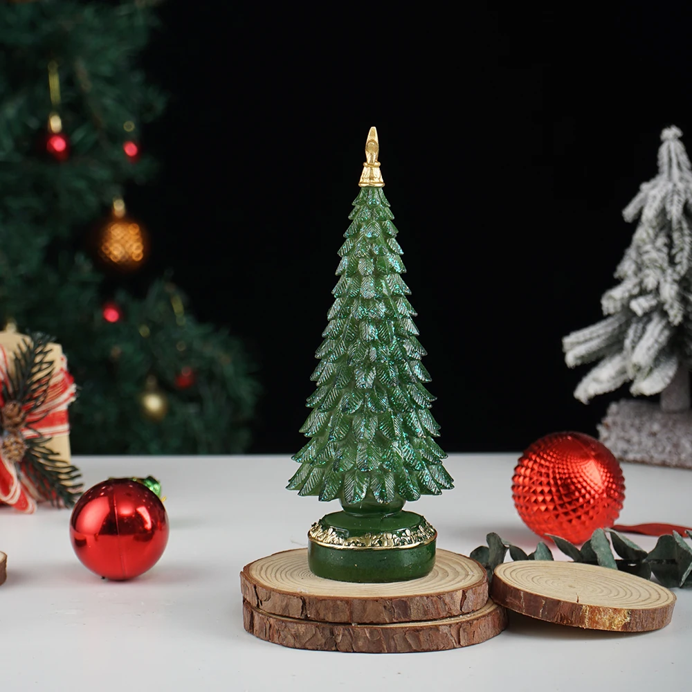 

Christmas Tree Figurine Christmas Decor Prop for Home Living Room Desk Resin Craftwork Small Home Decoration Figurine
