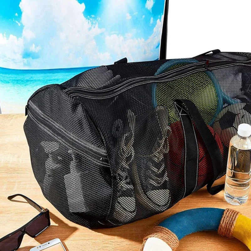 Borsa per attrezzatura da immersione in rete, borsa da spiaggia pieghevole con borsone in rete per Snorkeling, pesca subacquea, nuoto, viaggi, palestra