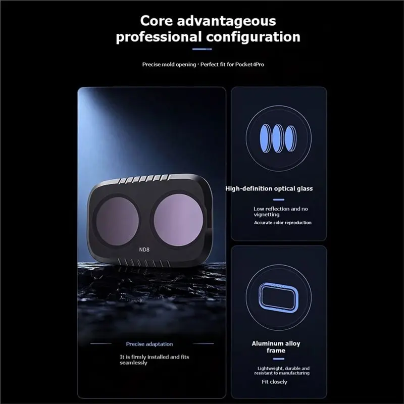 【A17Z】Cinematic Video Compatible ND Filter Lens For DJI Pocket 4P Neutral Density Anti-Jelly Motion Blur Reduces Light