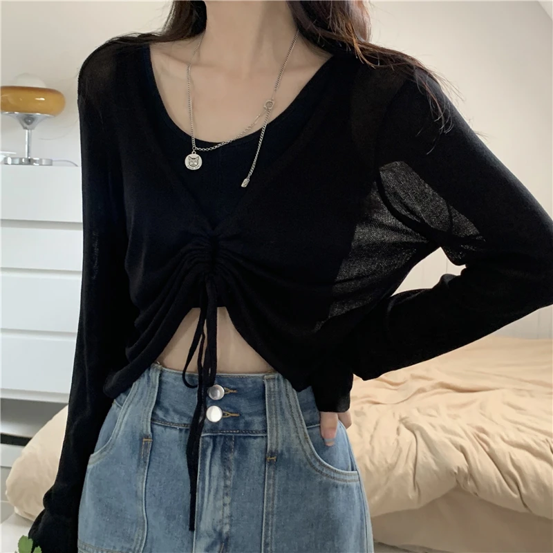 

Fall 2022 Women New Hot Selling Crop Top Sweater Cardigan Women Korean Fashion Netred Casual Knitted Tops Dropshipping Vy12500