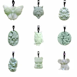 Light Green Natural Jade Dragon Animal Pendant Necklace Real Jewellery Carved Gemstone Fashion Charm Amulet Gifts for Women Men