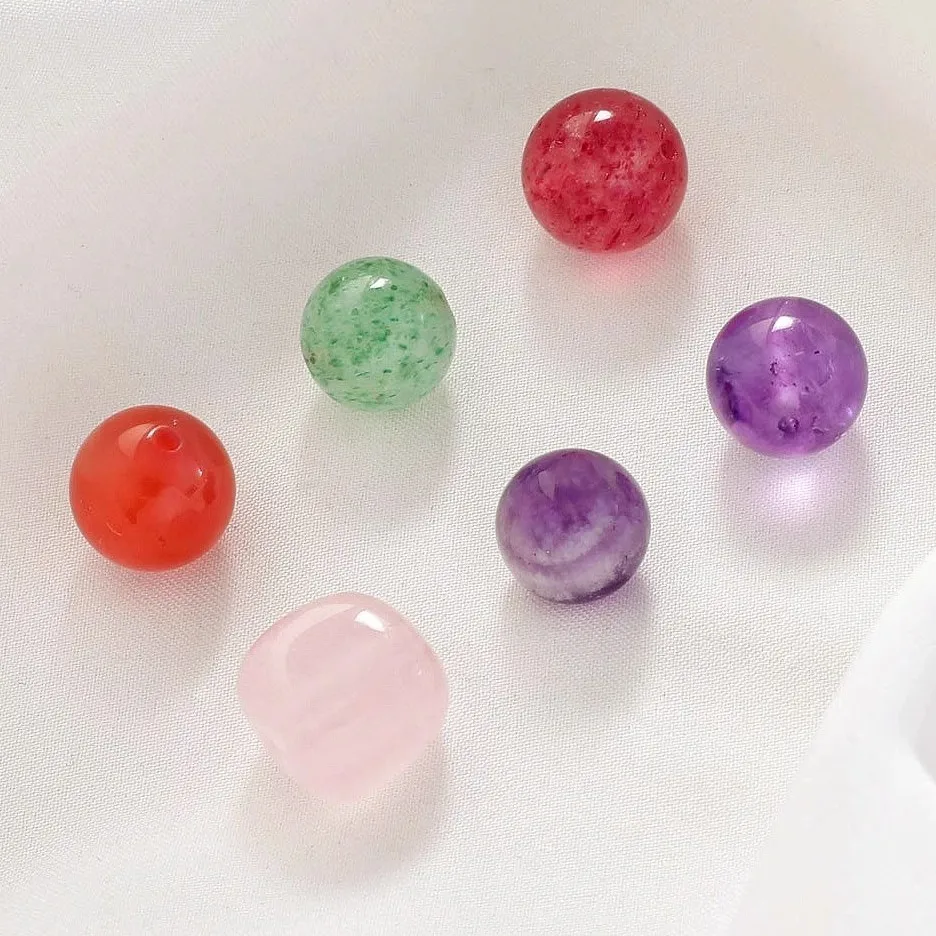 Natural Yanyuan Agate Green Strawberry Quartz Dreamy Amethyst Loose Beads Spacer Beads for DIY Jewelry Making Accessories