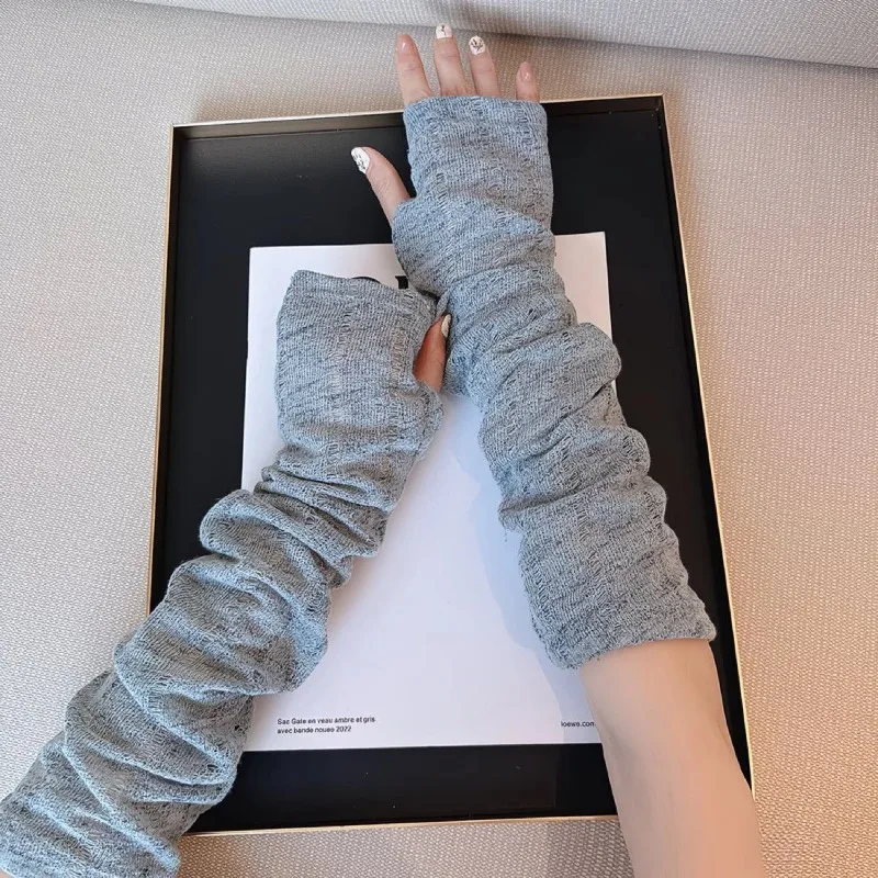 Knitted Fine Thread Y2K Accessories Hottie Retro Loose Punk Street Sunscreen Arm Sleeves Women Personality Hole Armsleeves New