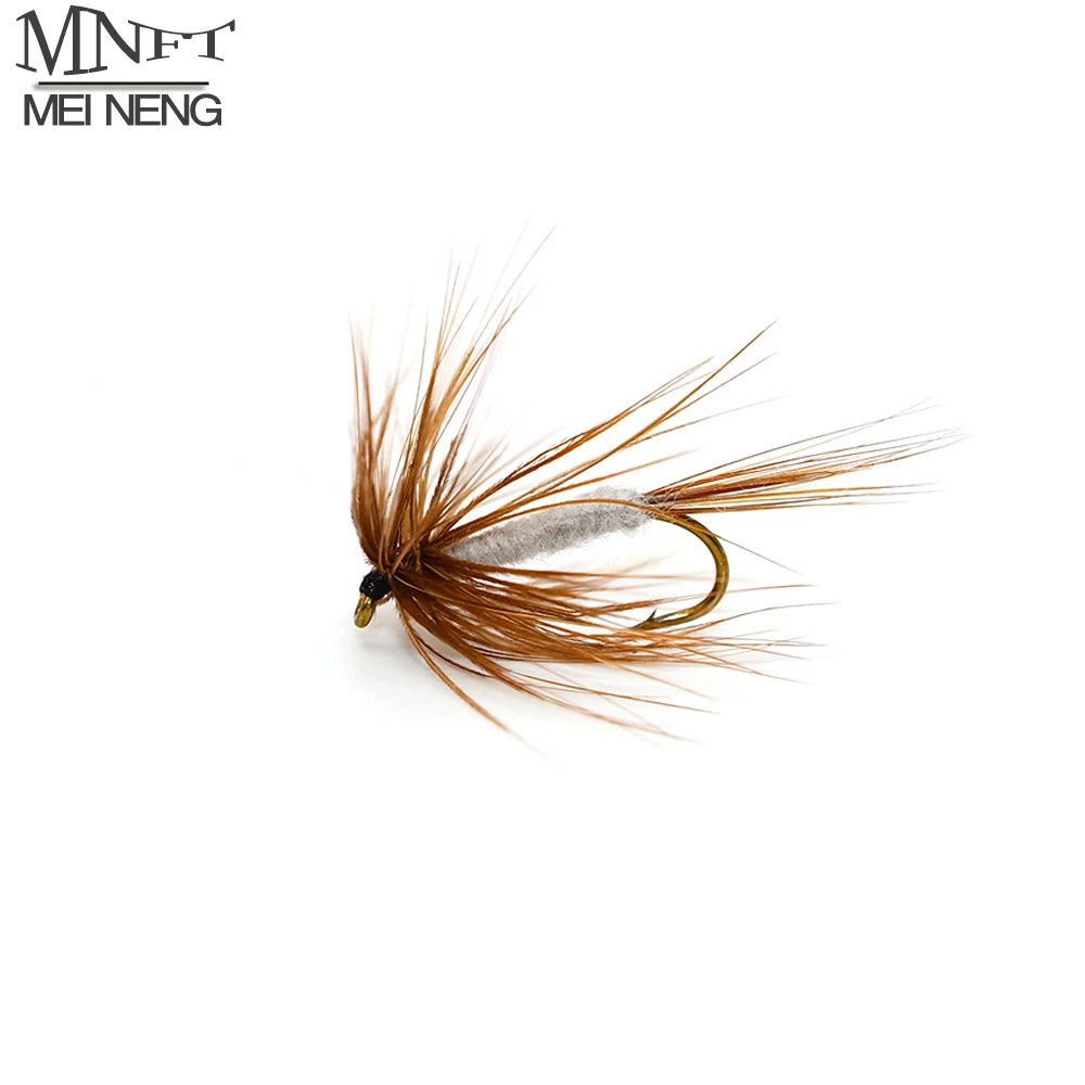 MNFT 10Pcs 10# Classic Dry Fly Imitation Brown Beard Gray Body Fish Lure Mayflies Trout Bait Dry Fly Fishing Accessories