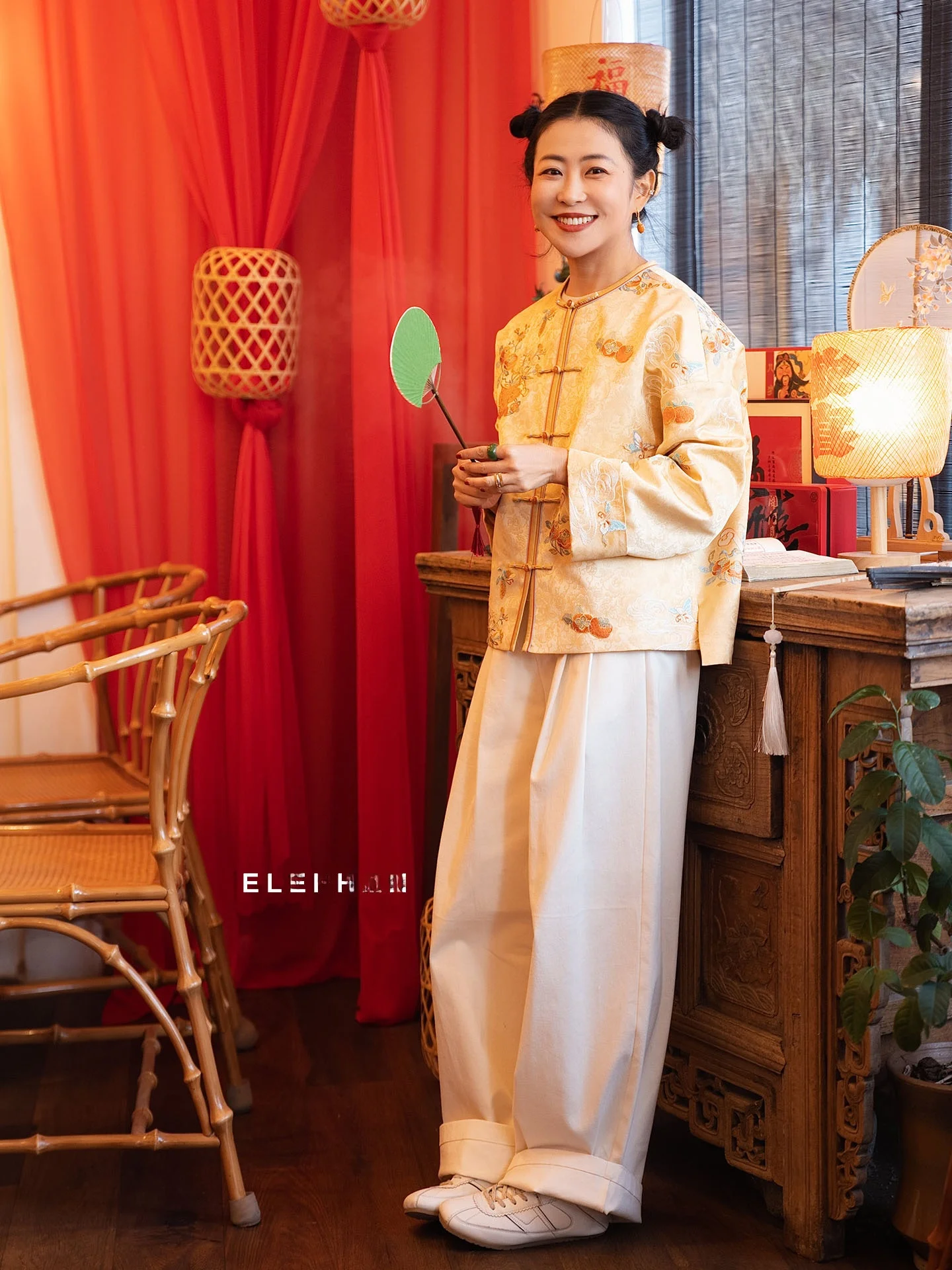 

Ele Eastern Sle Embroidered Jaet with Elephant And Girfe Pattern Long Sve Stand Fit New Chinese Sle ort C...