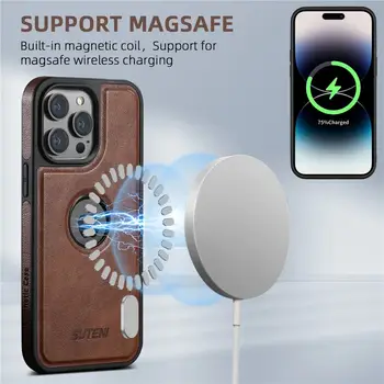 Pouzdro Magsafe z měkké semišové kožešiny do auta s magnetickým zadním krytem pro iPhone 13 Pro Max 14Pro 13Pro 13 Mini 14 Plus 10 nejlepší prodej MagSafe pro iPhone 14 Pro Max - №10