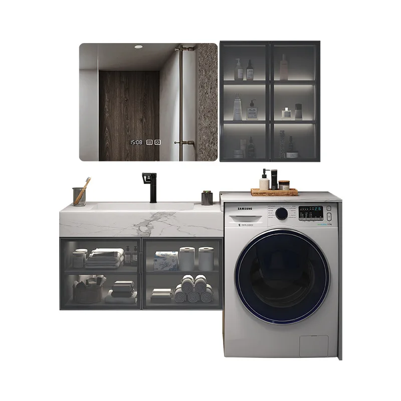 

Seamless ceramic basin, washing machine cabinet, combination bathroom, face wash station, bathroom cabinet.