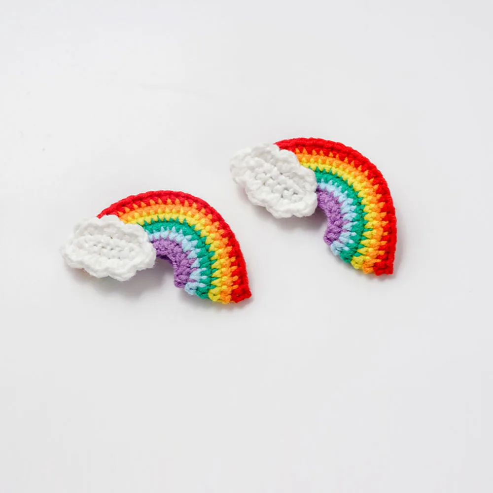 

ZHEN-D 100% Handmade Crochet Rainbow Hand-knitted cotton wool Brooch Pin Cute girl kid Clothes Cap Sweater Canvas bag Decoration