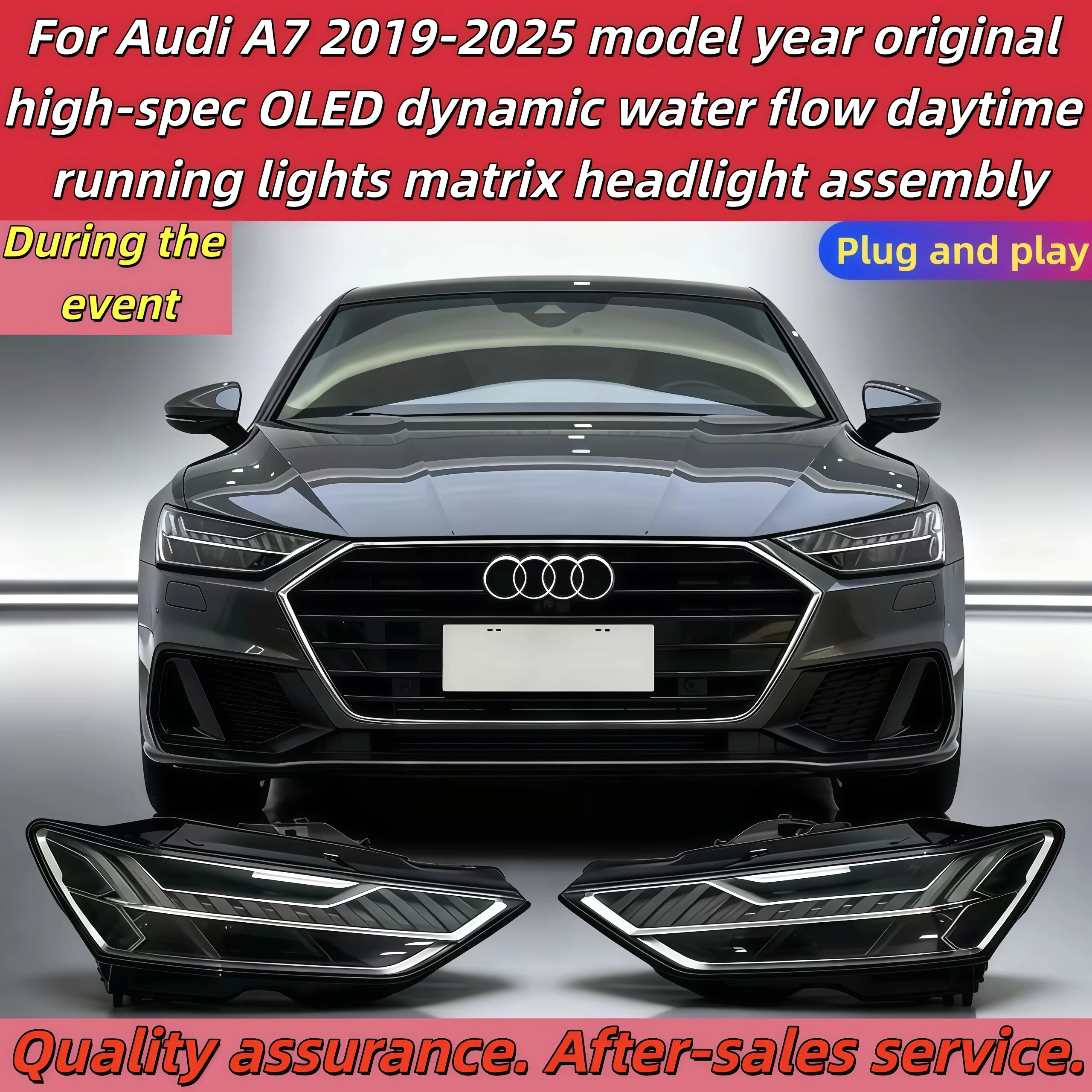 

Подходит для моделей Audi A7 2019-2025, оригинальная OLED-матрица динамического потока воды, рулевая матрица в сборе, Plug and Play