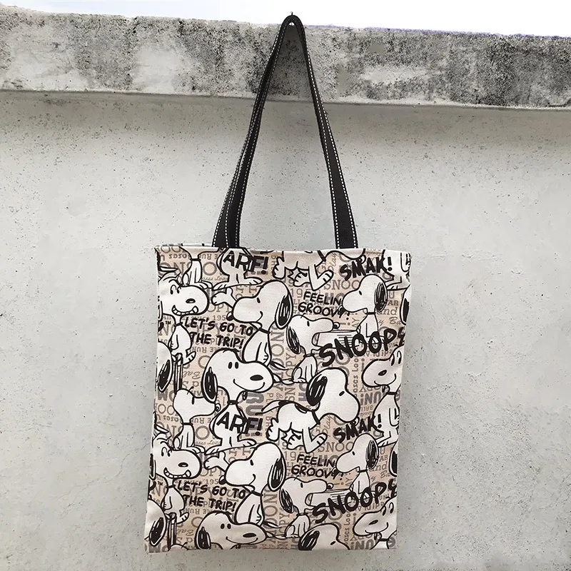 Snoopy Shoulder Bag Cartoon Anime Shopping Tote Bag Women Student Handbag Tote Hip Hop Large Capacity Lightweight Bags Grocery