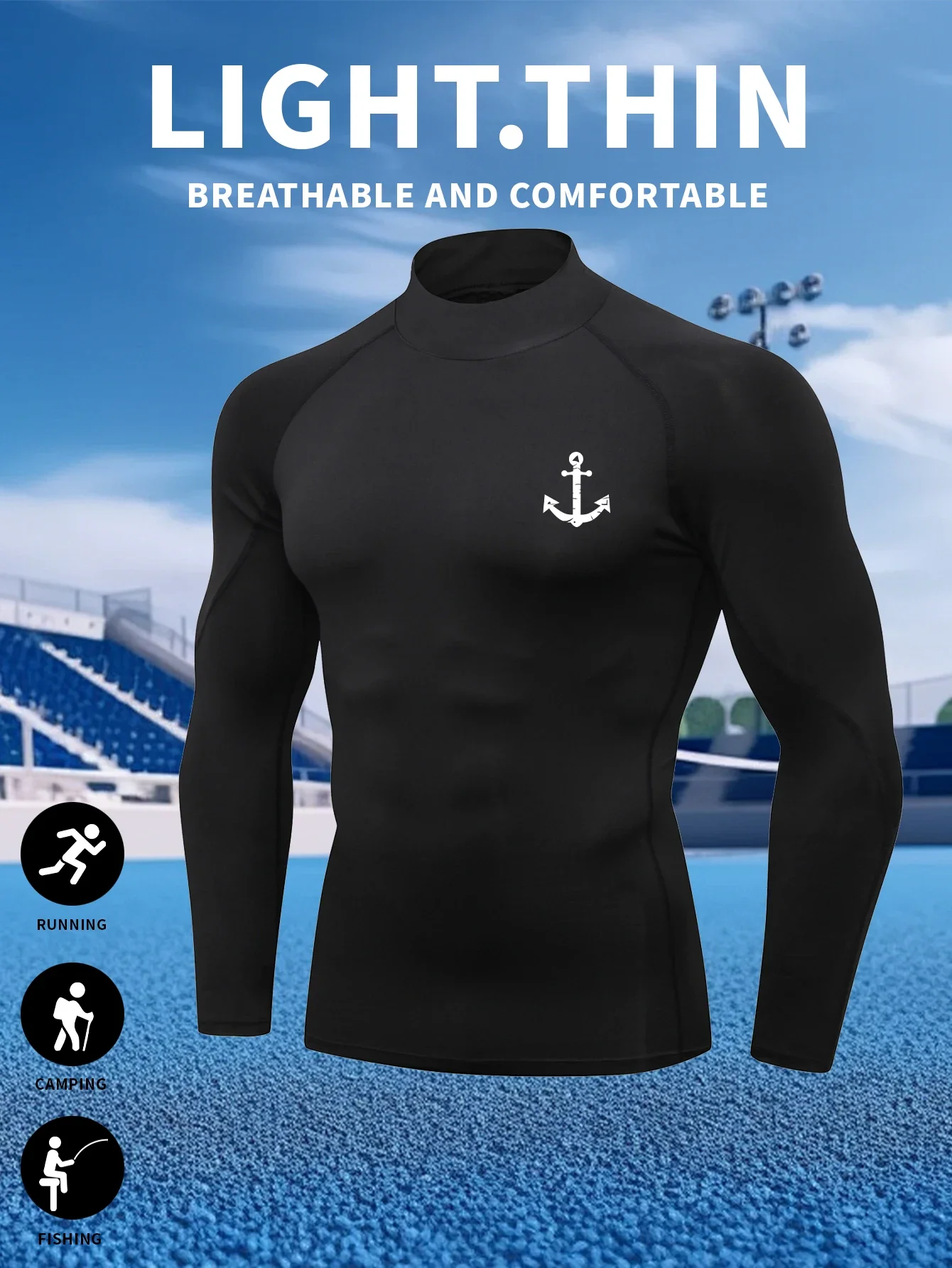 

Мужская быстросохнущая футболка, облегающая спортивная одежда с длинными рукавами, упражнения для бега и велоспорта, легкая и эластичная.