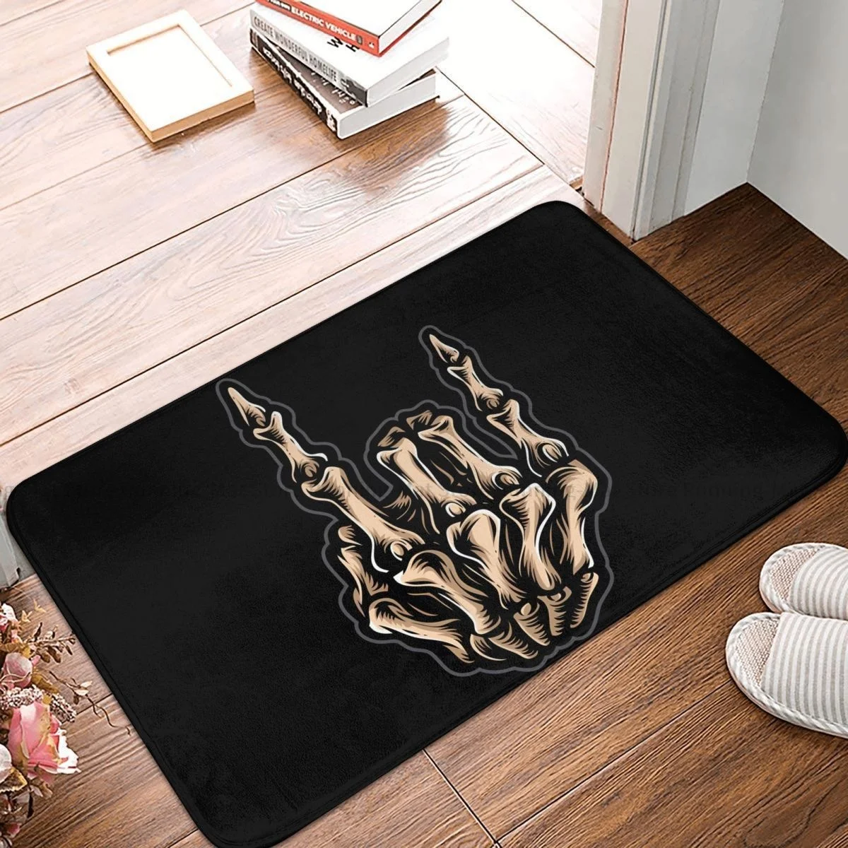 Rock N Roll Bath Non-Slip Carpet Hand Skull Bedroom Mat Entrance Door Doormat Home Decoration Rug