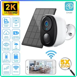2K 5MP Wireless Sloar Battery IP Camera Outdoor Security WiFi Camera 5000mAh Battery Night Vision Camcorder 5X Video Recorder