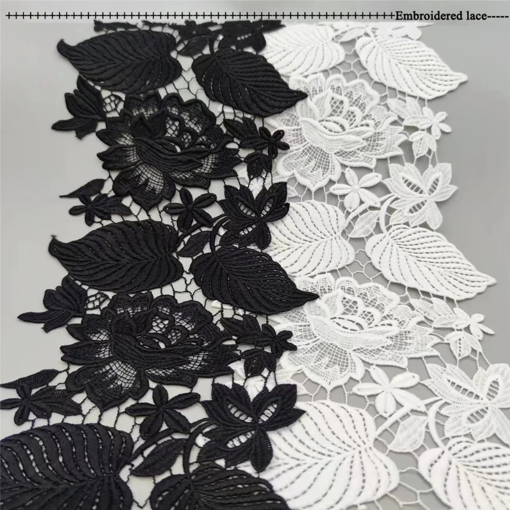 Flowers Embroidered Lace Trim Ribbon Wedding Applique DIY Manual Sewing Supplies Craft Decoration 19cm