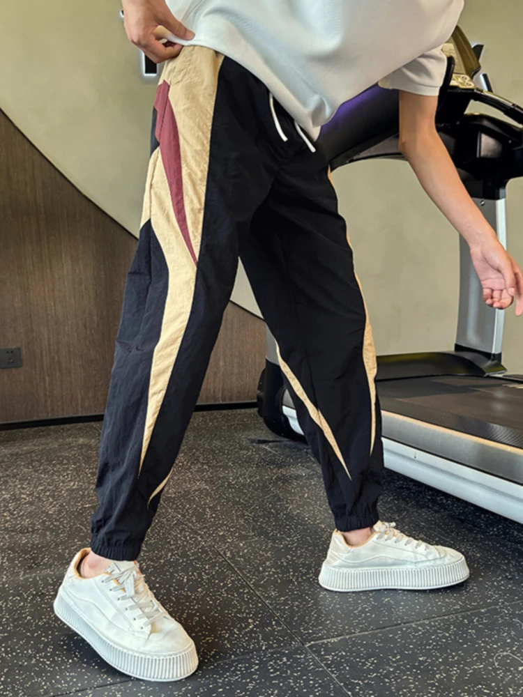 

Мужские летние повседневные брюки Advanced Qui Dry Patchwork, свободный крой, молодежный стиль, тонкие, с манжетами, длиной до щиколотки, для отдыха