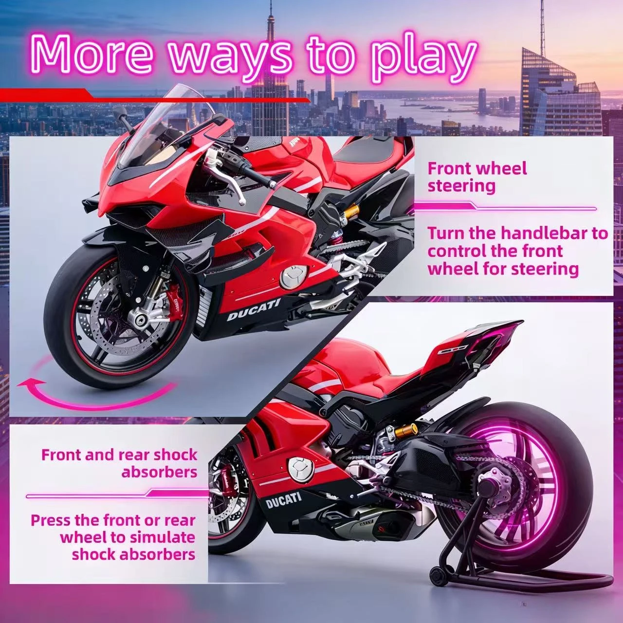

For Ducati V4s Ignite Start Smoke Effect 1:6 Panigale motorcycle alloy simulation model Large decoration project birthday gift