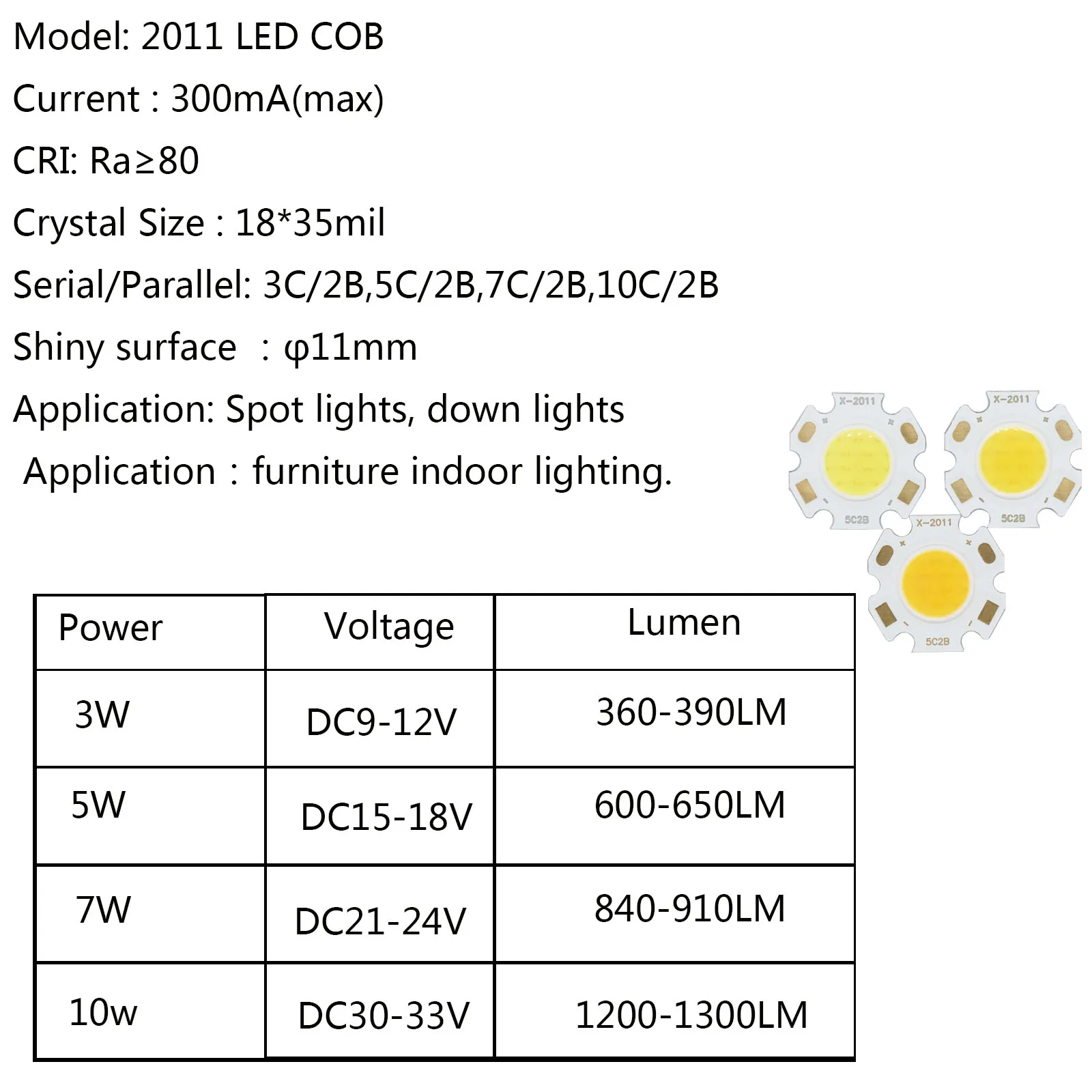 5pcs High Lumen  3W 5W 7W 10W Ra≥80 LED COB Bridgelux Chip 20*20mm Light-Emitting Diode For DIY Spotlight Downlight Accessories