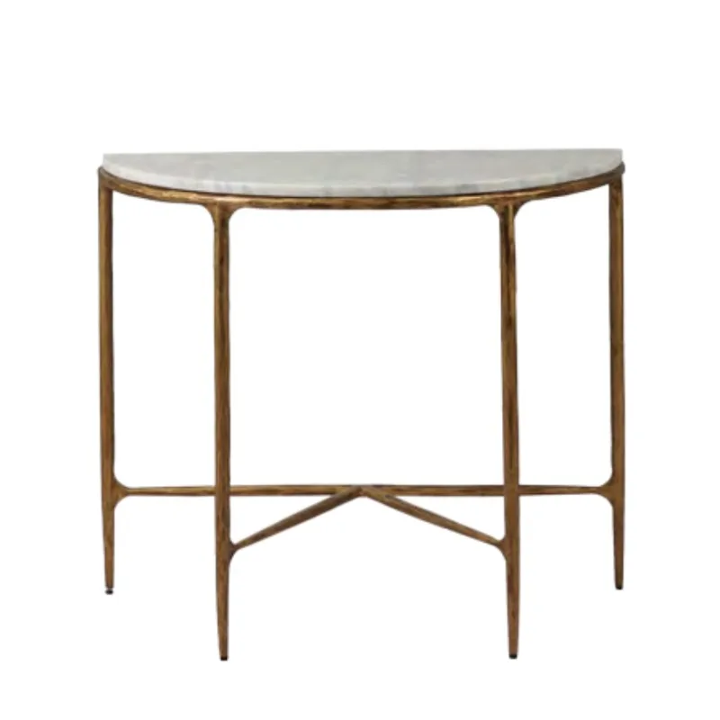 Sassanid Home Furniture Hand Forged Metal Marble Demilune Console Table Luxury Living Room China Factory Customization
