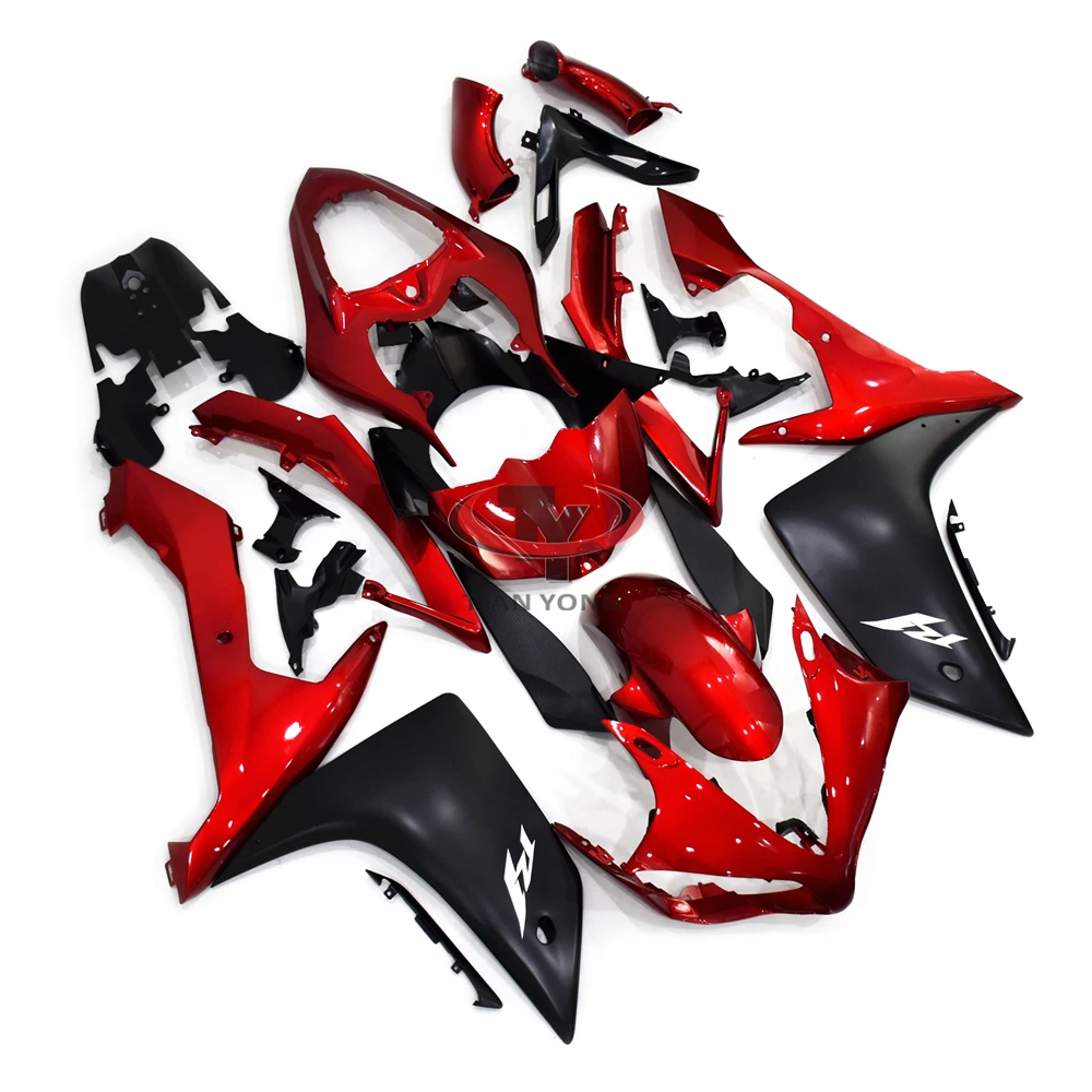 Injeção fosco vinho preto vermelho motocicleta para yamaha r1 2007 2008 yzf1000 07 08 kit carenagem completa carroçaria carenagem