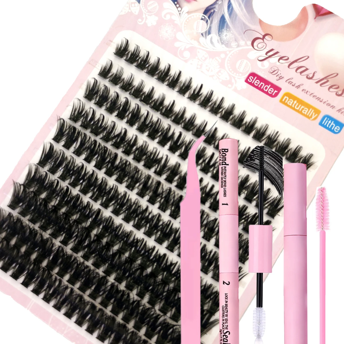 60-reihiges DIY-Wimpernverlängerungs-Set, Cluster, individuelles Wimpern-Set, Mix-Stile, 10–18 mm, mit Bindung und Dichtung, Augen-Make-up-Werkzeug – Detail 36