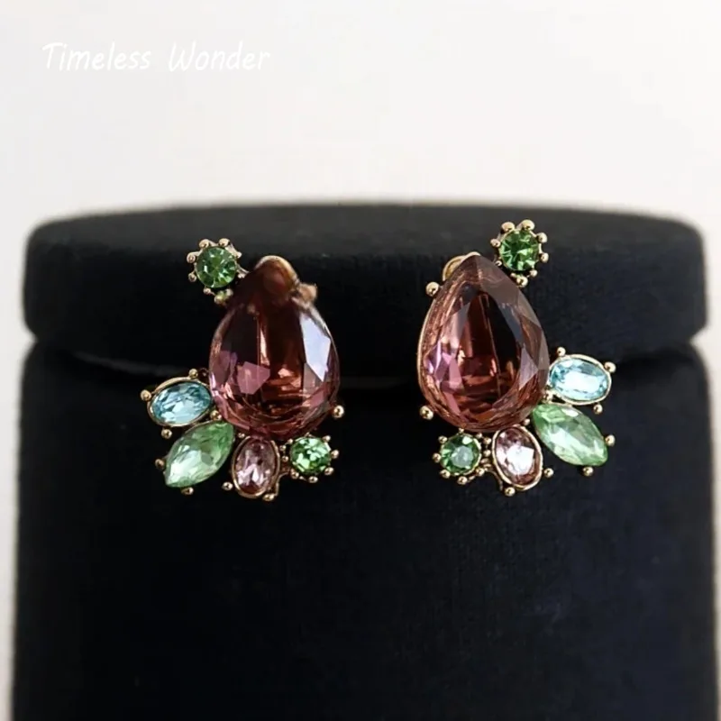 الخالدة عجب يتوهم كريستال جيو الأزهار تمهيد قلادة أقراط مشبكية النساء مصمم طقم مجوهرات الحلو أعلى نادر أنيق 4612