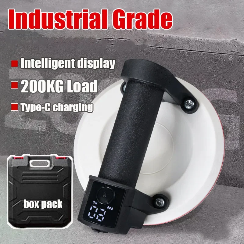 200kg Load Industrial Grade Electric Vacuum Suction Cup Heavy Lifter Granite Glass Tile Suckers Lifting Tool 2000mAH Box Package