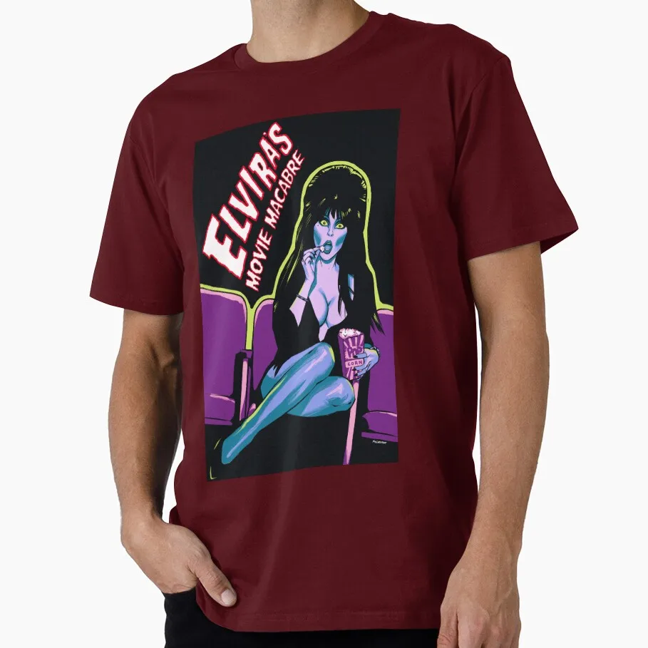 Macabre 80s Horror Movie Elvira mistress of the dark Scary Halloween gift T shirt for man All size Tops 100% cotton clothes