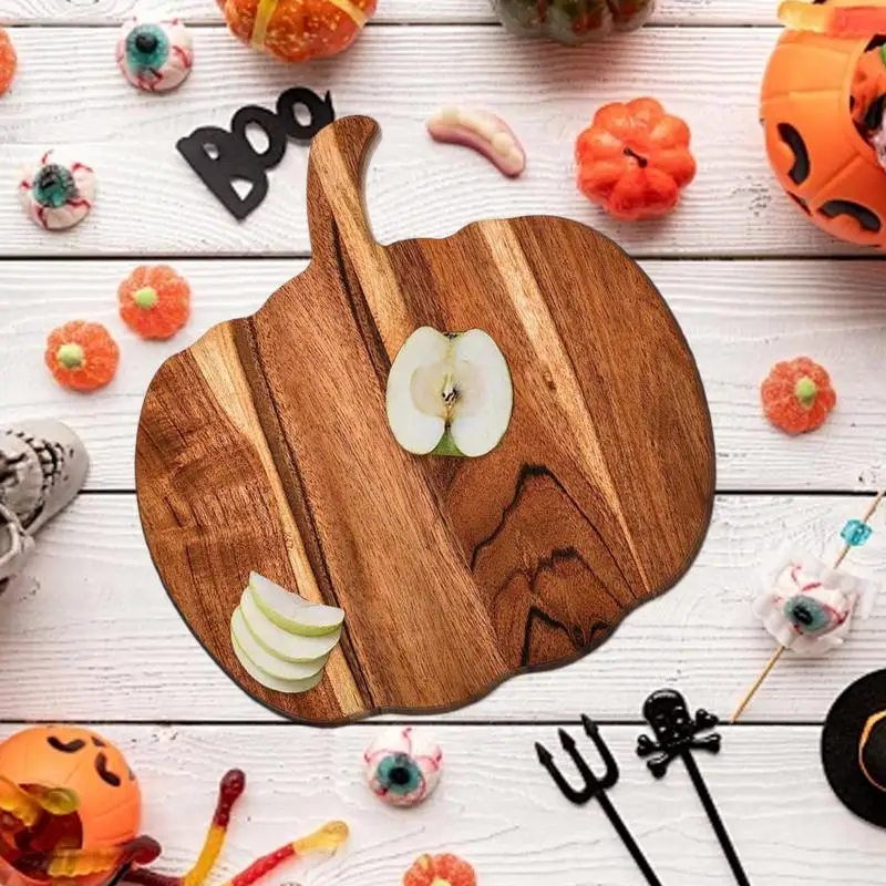 

Halloween Kitchen Cutting Board Wooden Serving Platter Pumpkin Shaped Kitchen Wood Cutting Board With Handle For Chopping Meat